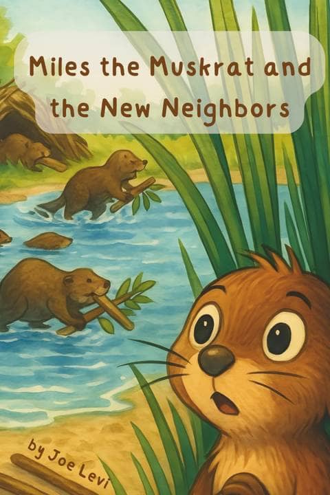 Cover of Miles the Muskrat and the New Neighbors: Miles among the reeds as beavers arrive by the water