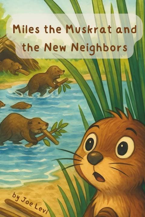 Cover of Miles the Muskrat and the New Neighbors — Miles among the reeds as beavers arrive by the water